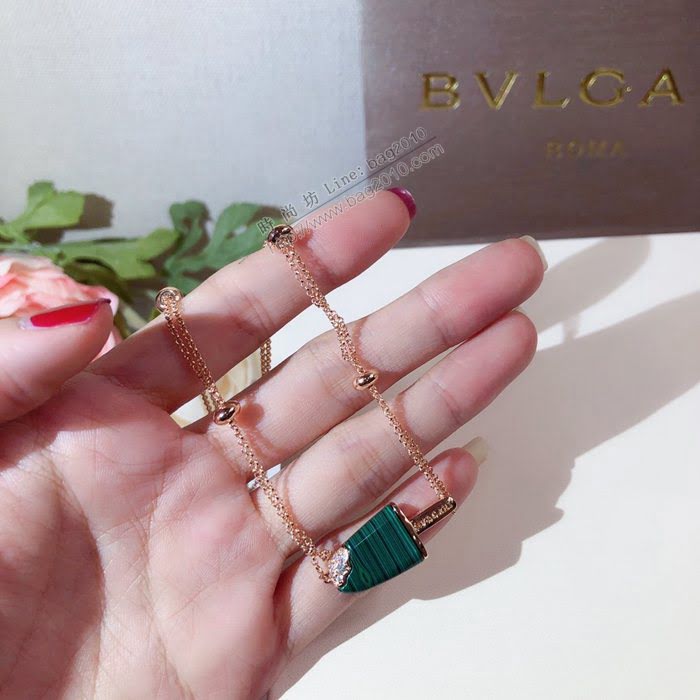 Bvlgari飾品 寶格麗雪糕項鏈 BVLGARI寶格麗最新霜淇淋項鏈 鑲嵌孔雀石  zgbq3342
